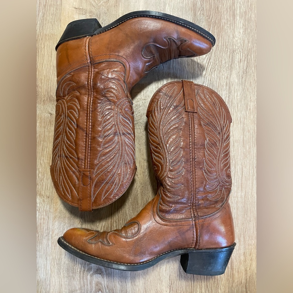 Acme Brown Leather Cowboy Boots